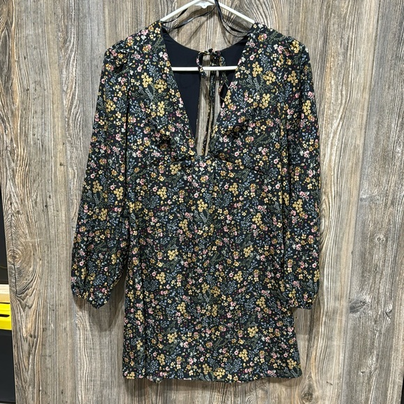 Floral Long Sleeved Mini Dress - Picture 1 of 6